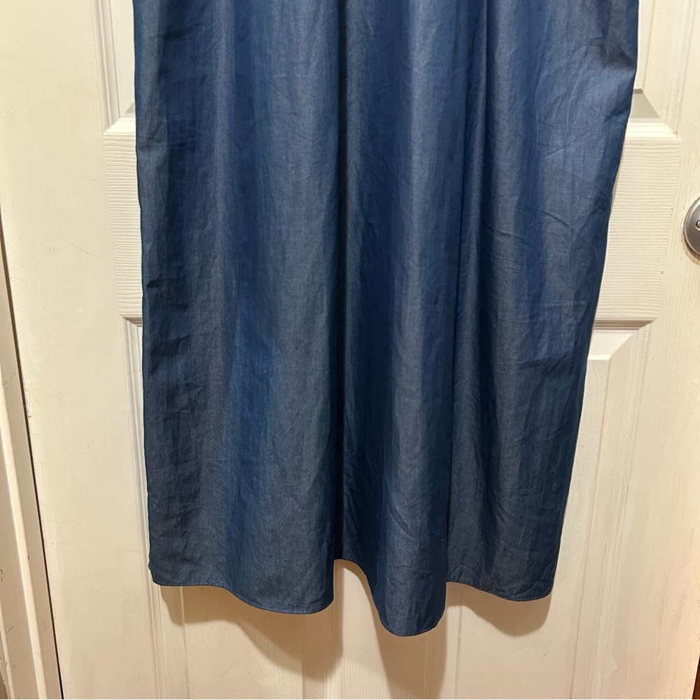 Loretta Caponi Elegant Blue Maxi Dress MockNeck Ruffle Designer Quiet Luxury Med - Picture 7 of 14